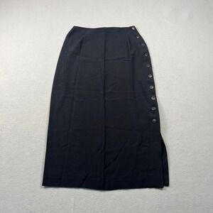 VTG 90s Lasting Impressions Maxi Skirt 8 Black Side Button Slit High Waist